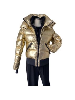 🛍️SAM New York Womans Bungalow Down Puffer Jacket Coat Size M Gold Hooded